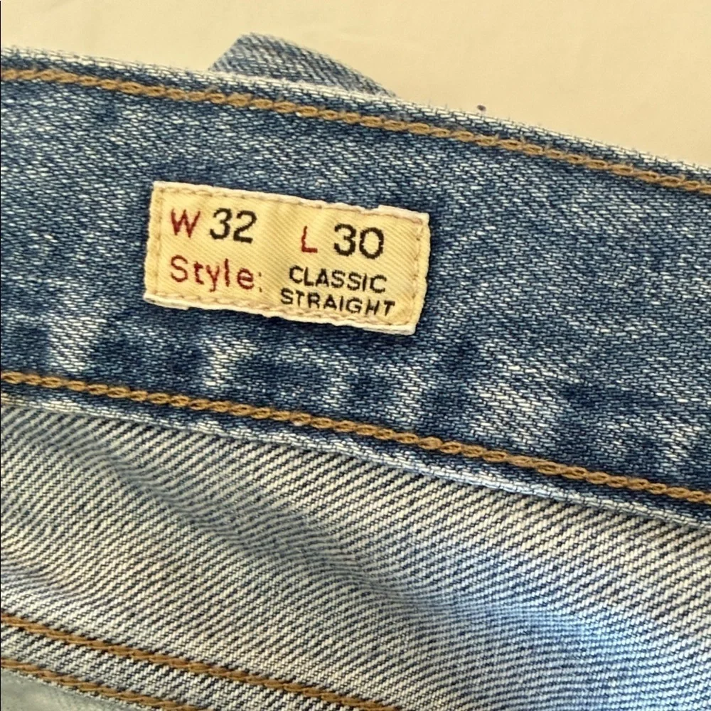 J. Crew Men's Blue and White Straight Jeans